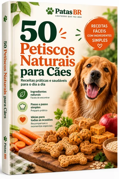 Capa do ebook 50 Petiscos Naturais para Cães, da Patas BR
